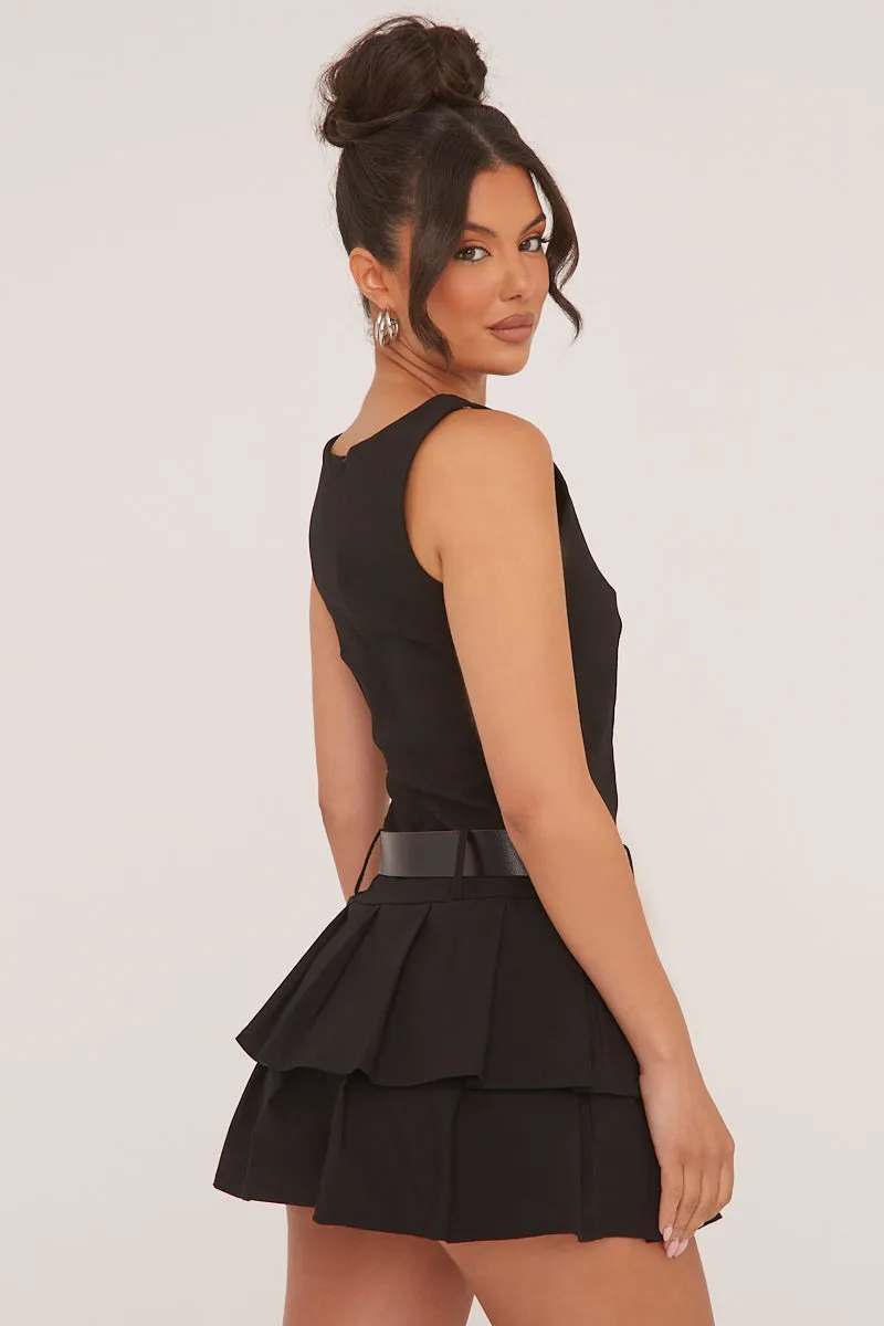 Black Pleated Belt Detail Mini Dress - Bobbie sold by Rebellious Fashion product image thumbnail 4
