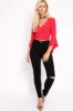 Red Polka Dot Plunge Bell Sleeve Crop Top - Merla sold by Rebellious Fashion