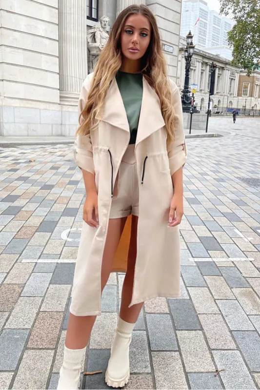 Cream Relaxed Tie Waist Trench Coat - Mayva sold by Rebellious Fashion