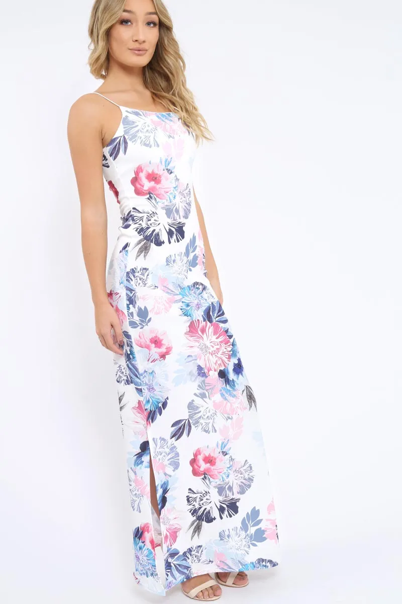 White Floral Print Maxi Dress - Karin sold by Rebellious Fashion product image thumbnail 4