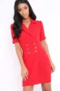Red Button Detail Plunge Wrap Blazer Dress - Aizah sold by Rebellious Fashion