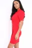Red Button Detail Plunge Wrap Blazer Dress - Aizah sold by Rebellious Fashion