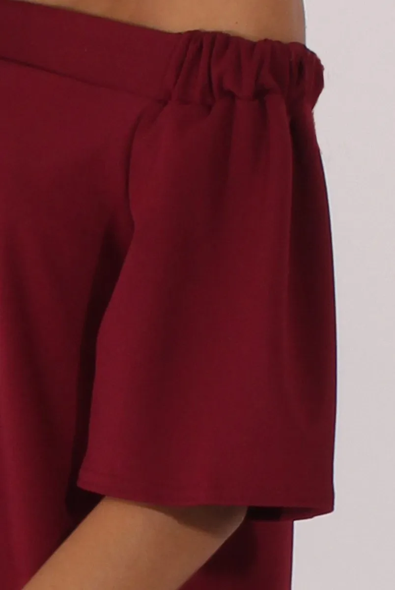 Wine Bardot Split Back Top - Aurora sold by Rebellious Fashion product image thumbnail 5