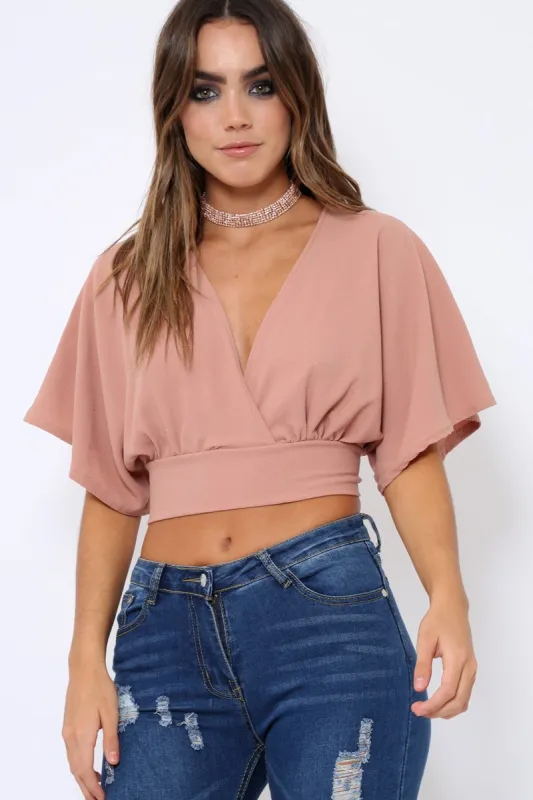 Rose Plunge Crop Top - Suzanne sold by Rebellious Fashion