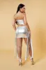 Silver Metallic Knot Detail Cropped Top & Mini Skirt Set - Ginger sold by Rebellious Fashion