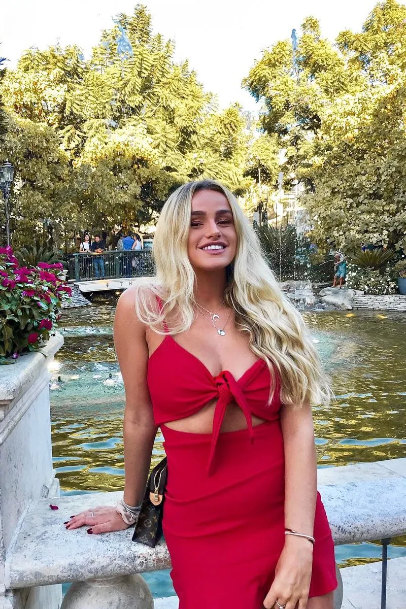 Red Tie Front Ruffle Hem Mini Dress - Darianna sold by Rebellious Fashion