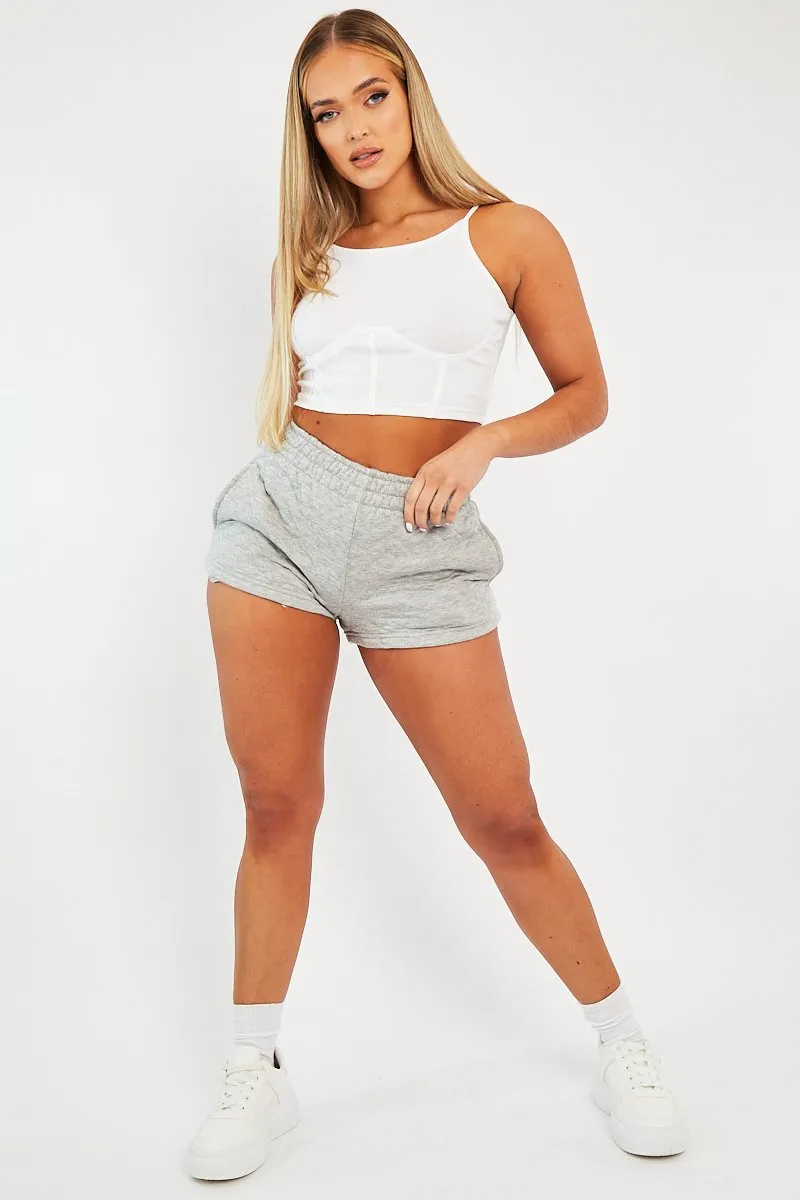 White Ribbed Corset Racer Crop Top - Frida sold by Rebellious Fashion product image thumbnail 2