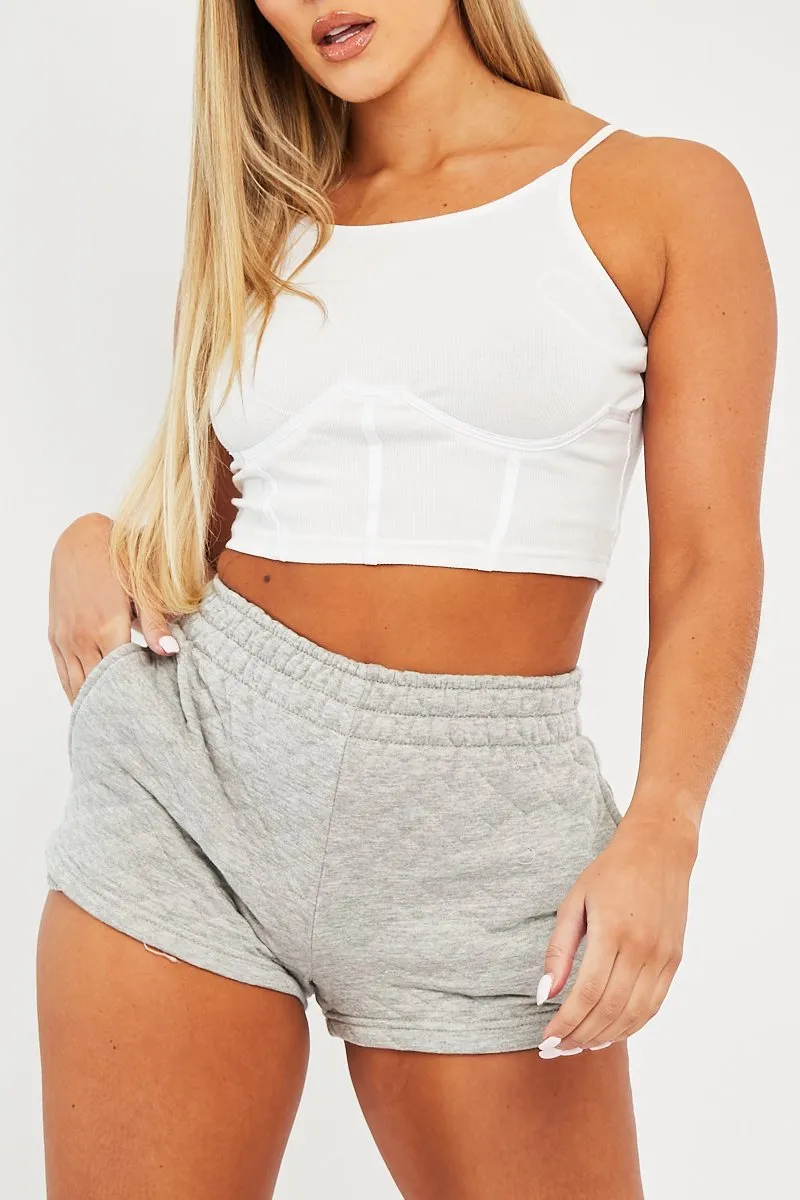 White Ribbed Corset Racer Crop Top - Frida sold by Rebellious Fashion product image thumbnail 3