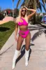 Hot Pink Asymmetric Cut Out Bikini Set - Enya sold by Rebellious Fashion