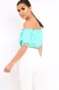 Turquoise Ruched Bardot Gypsy Crop Top - Janette sold by Rebellious Fashion