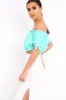 Turquoise Ruched Bardot Gypsy Crop Top - Janette sold by Rebellious Fashion