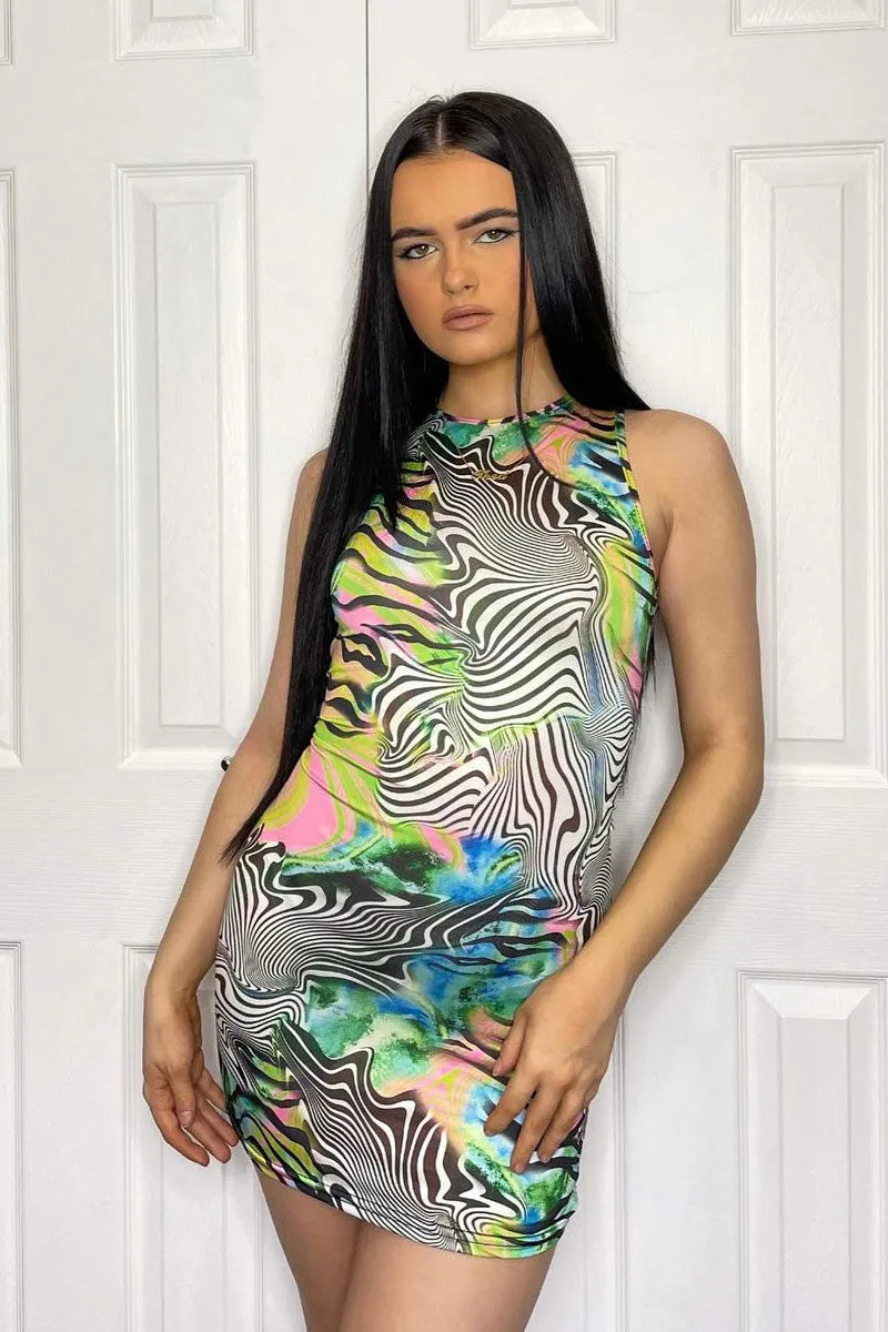 Multi Zebra Print Cut Out Back Mini Dress - Bellie sold by Rebellious Fashion product image thumbnail 5