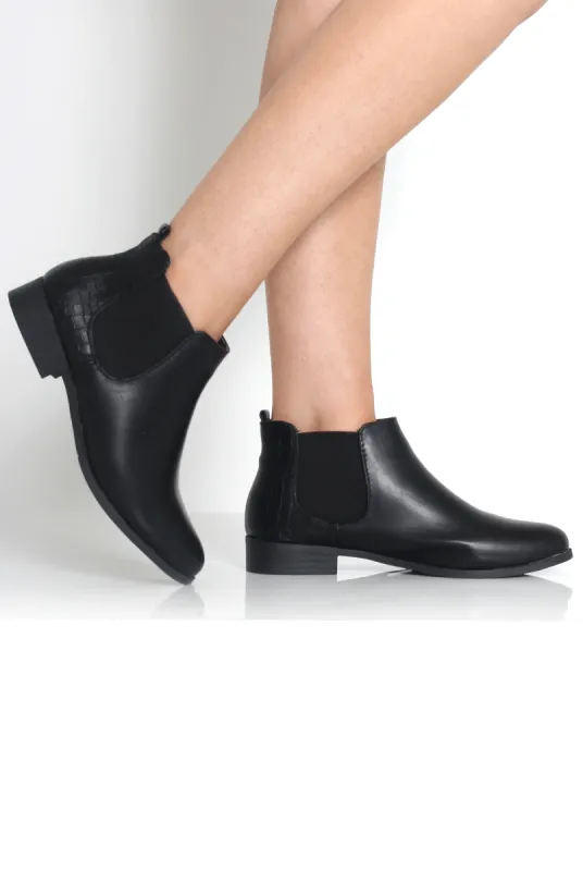Mila Black PU Ankle Boots sold by Rebellious Fashion