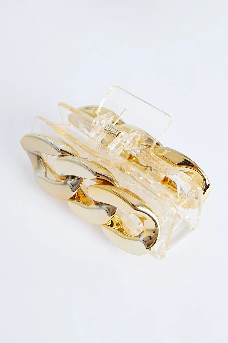 Gold Chain Link Hair Clip - Tahira sold by Rebellious Fashion product image thumbnail 2