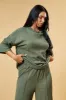 Khaki Textured Knit Trousers & Oversized Top Co-ord Set - Cecelia sold by Rebellious Fashion