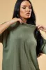 Khaki Textured Knit Trousers & Oversized Top Co-ord Set - Cecelia sold by Rebellious Fashion