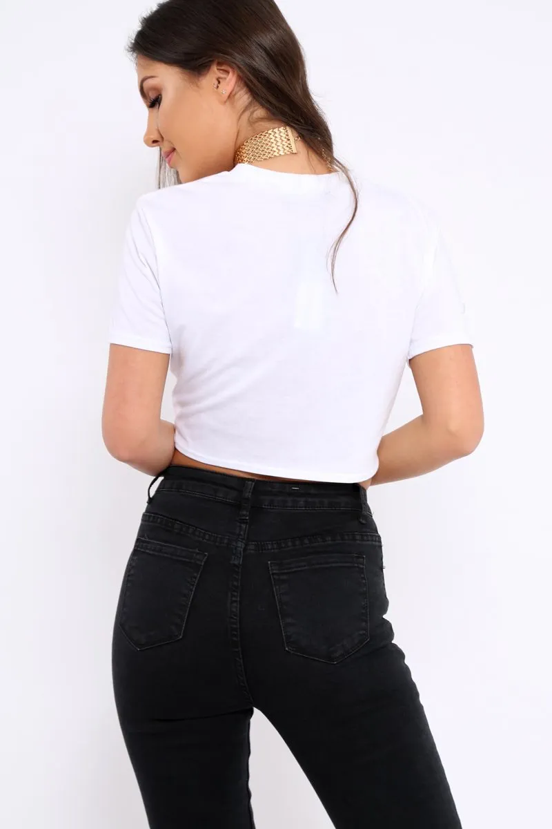 White L'amour Glitter Floral Slogan T-shirt - Jaynee sold by Rebellious Fashion product image thumbnail 4