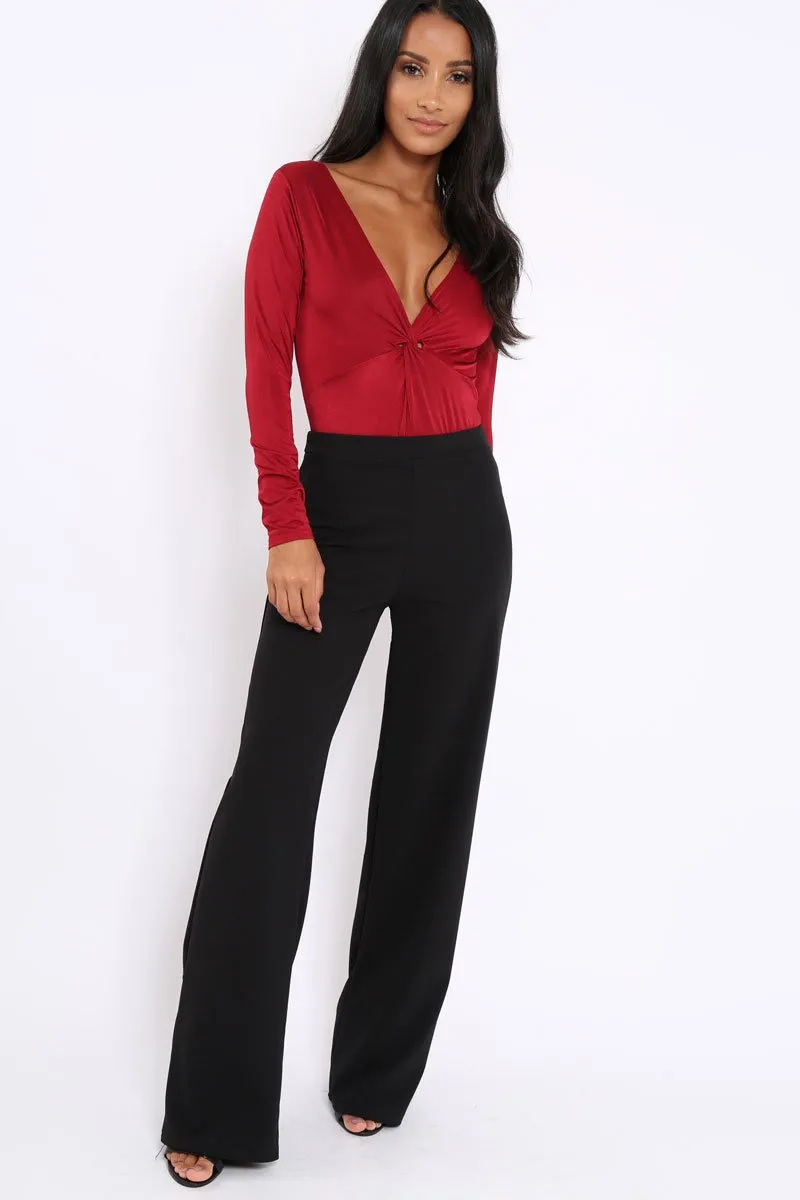 Wine Slinky Twist Front Bodysuit - Gretchen sold by Rebellious Fashion product image thumbnail 3