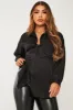 Black Oversized Satin Shirt - Carine sold by Rebellious Fashion