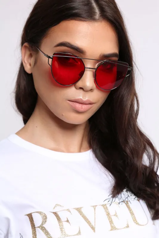 Red Metal Frame Aviator Sunglasses - Nell sold by Rebellious Fashion