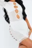 White Zebra Print Cut Out Mesh Mini Dress - Josslyn sold by Rebellious Fashion