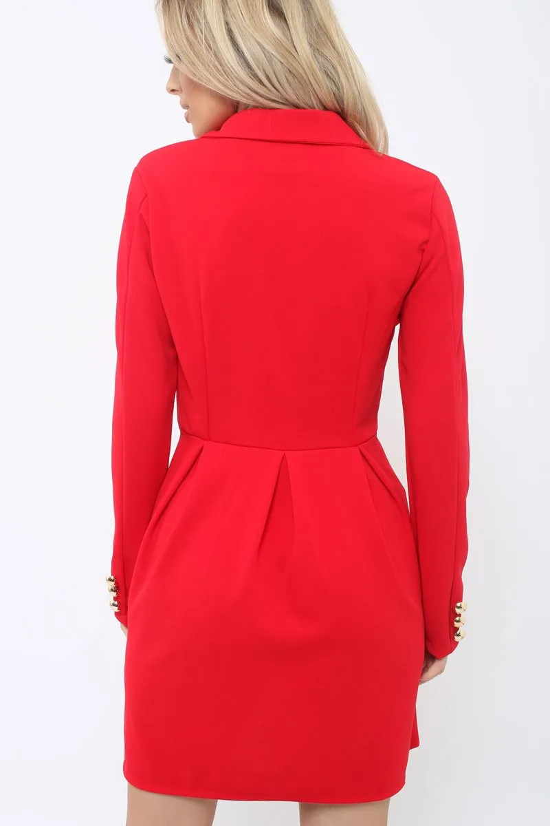 Red Button Detail Blazer Dress - Kayleigh sold by Rebellious Fashion product image thumbnail 5
