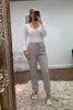 Light Grey Cuffed Hem Cargo Trousers - Rain sold by Rebellious Fashion