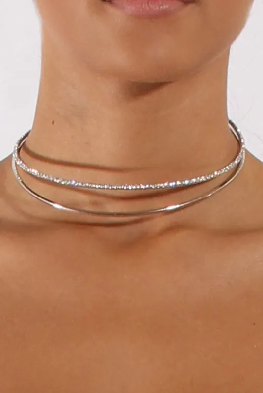 Silver Double Diamond Metal Choker - Kalene made by Rebellious Fashion