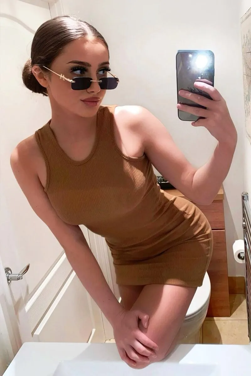 Camel Ribbed Racer Midi Dress - Azra sold by Rebellious Fashion product image thumbnail 4