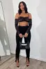 Black Bardot Satin Crop Top - Alana sold by Rebellious Fashion