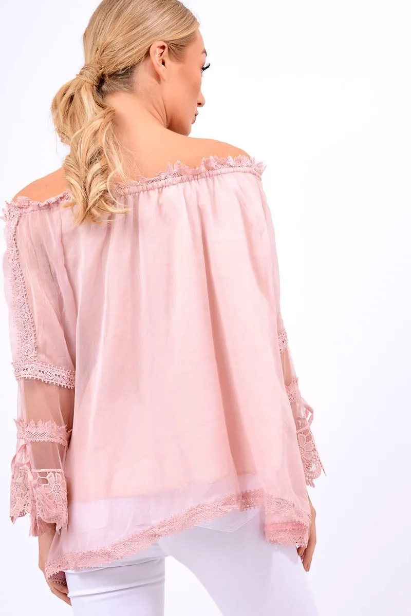 Rose Mesh Bardot Top - Keelie sold by Rebellious Fashion product image thumbnail 3