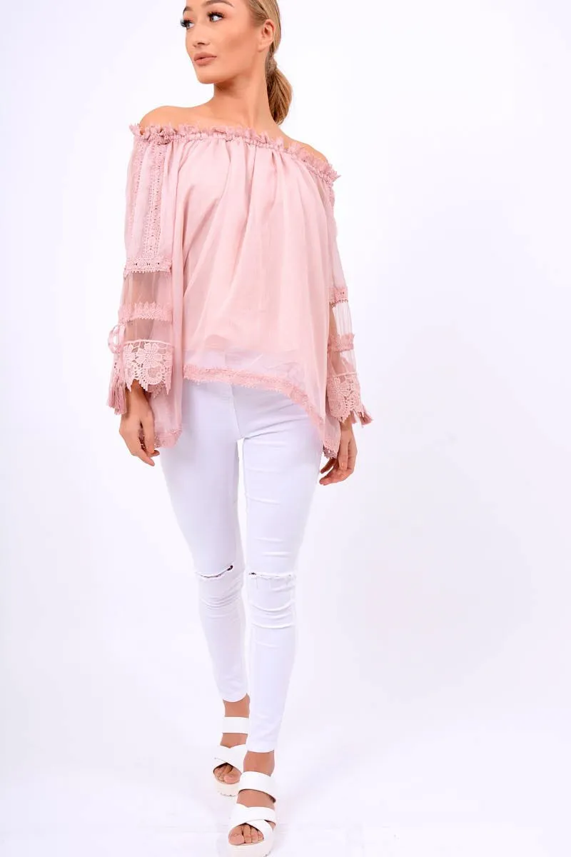 Rose Mesh Bardot Top - Keelie sold by Rebellious Fashion product image thumbnail 4