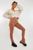 Beige Side Split Leggings - Oliviah sold by Rebellious Fashion