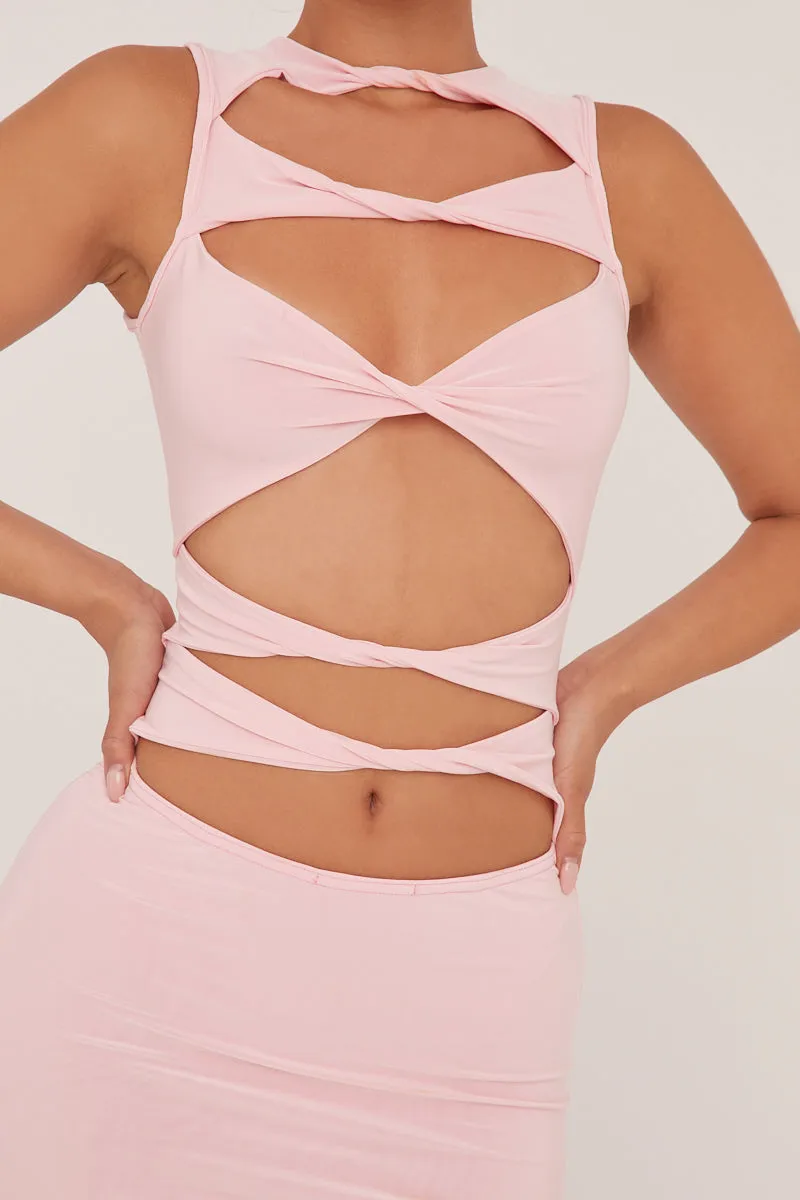 Pink Cut Out Front Bodycon Mini Dress - Thea sold by Rebellious Fashion product image thumbnail 3