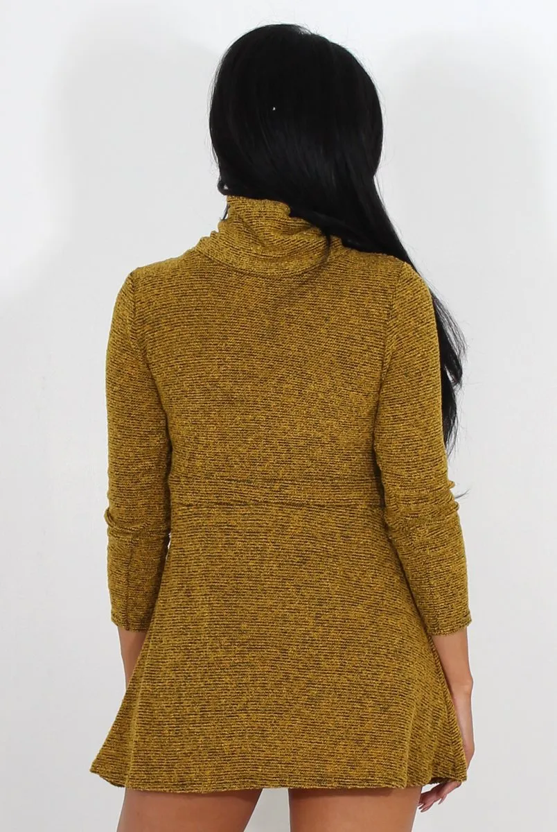 Poppie Mustard Cowl Neck Dress sold by Rebellious Fashion product image thumbnail 2