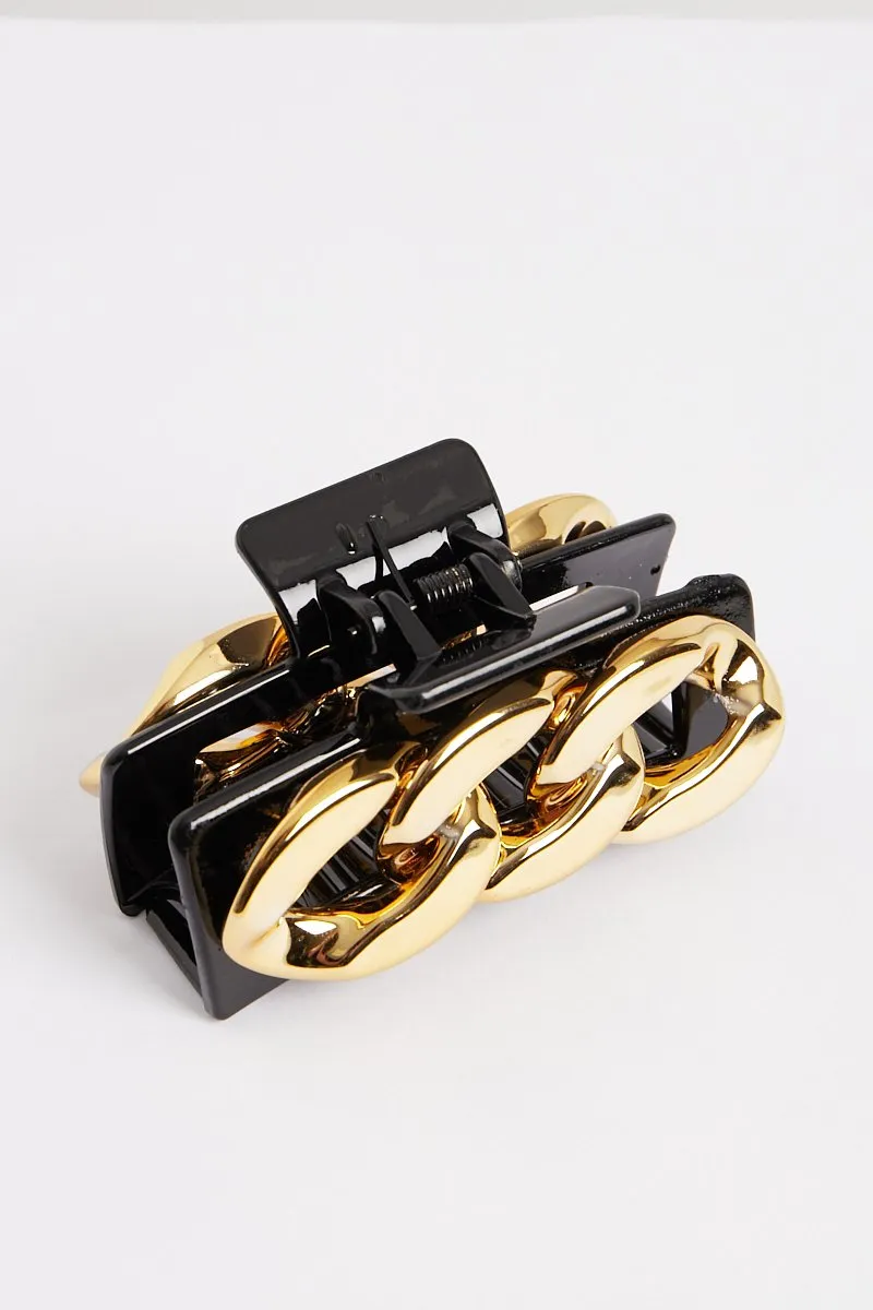 Black Gold Chain Link Hair Clip - Tailynn sold by Rebellious Fashion product image thumbnail 3