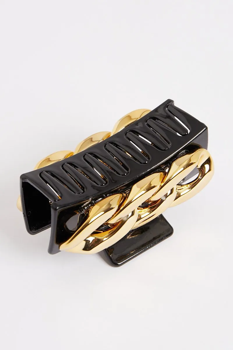Black Gold Chain Link Hair Clip - Tailynn sold by Rebellious Fashion product image thumbnail 4