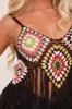 Black Multi Crochet Tassel Hem Crop Top - Anastasia sold by Rebellious Fashion