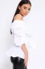 White Bardot Ruched Frill Top with Waist Tie Detailing - Sarina sold by Rebellious Fashion