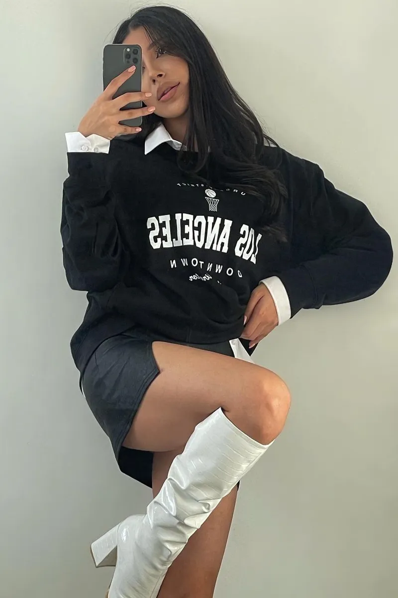 Black Oversized Los Angeles Sweatshirt - Lyde sold by Rebellious Fashion