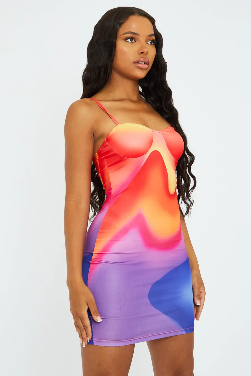 Multi Abstract Print Bodycon Mini Dress - Kim sold by Rebellious Fashion product image thumbnail 3