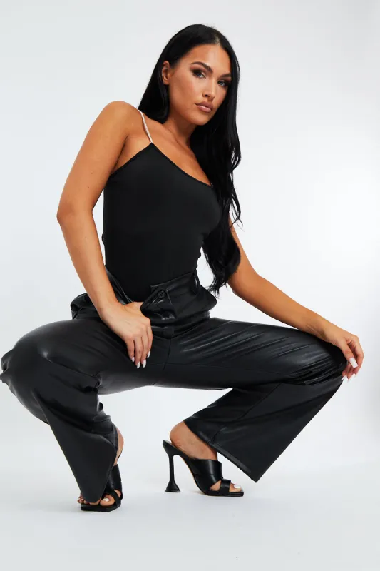 Black Embellished Straps Bodysuit - Oshah sold by Rebellious Fashion