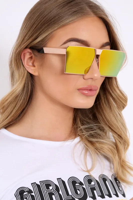 Yellow Tint Lens Metal Frame Sunglasses - Kodie made by Rebellious Fashion