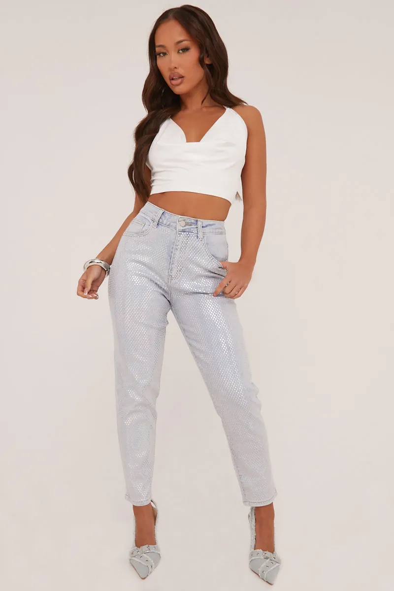 Light Blue Iridescent Detail Straight Leg Jeans - Esmee sold by Rebellious Fashion product image thumbnail 2