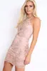 Rose Gold Embellished Halterneck Mini Dress - Jade sold by Rebellious Fashion