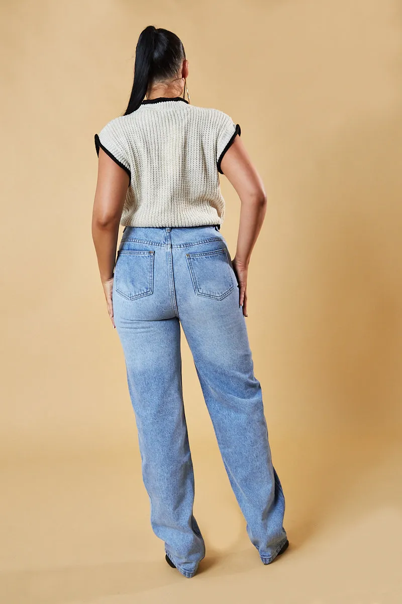 Beige Knitted Contrast Edge Cropped Top - Bethany sold by Rebellious Fashion product image thumbnail 4
