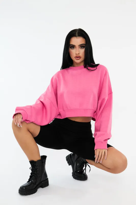 Pink Cropped Sweatshirt - Kieva sold by Rebellious Fashion
