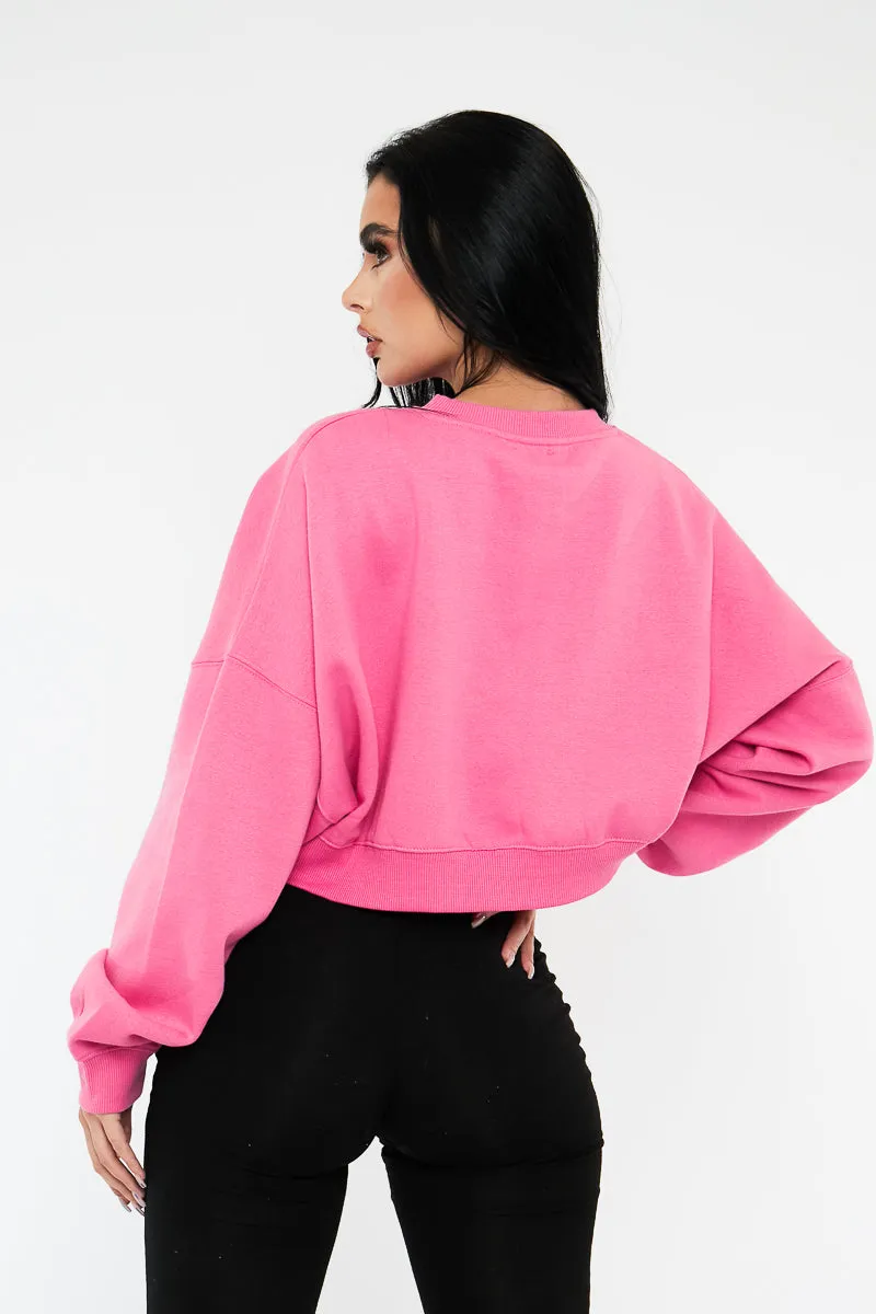 Pink Cropped Sweatshirt - Kieva sold by Rebellious Fashion product image thumbnail 4