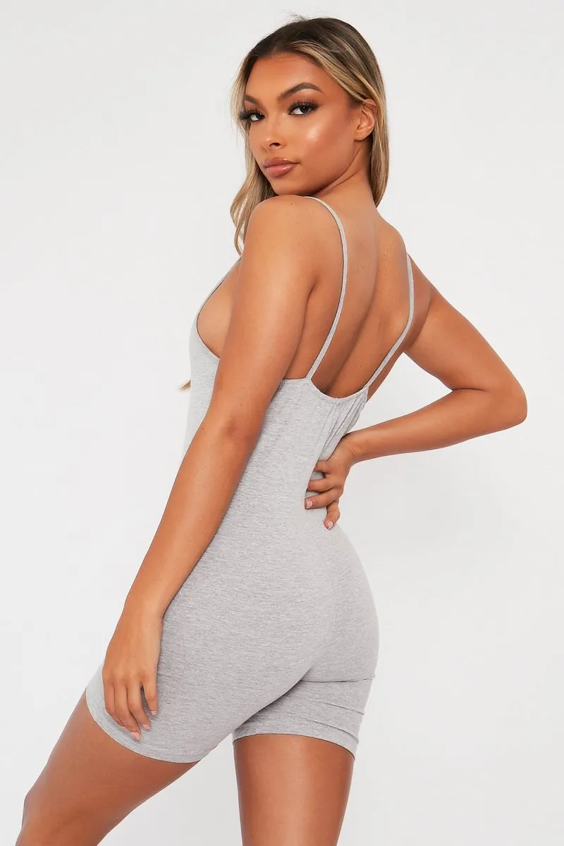 Grey Jersey Low Back Unitard - Taya sold by Rebellious Fashion product image thumbnail 5