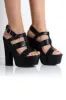 Kaira Black PU Strappy Chunky Heels sold by Rebellious Fashion